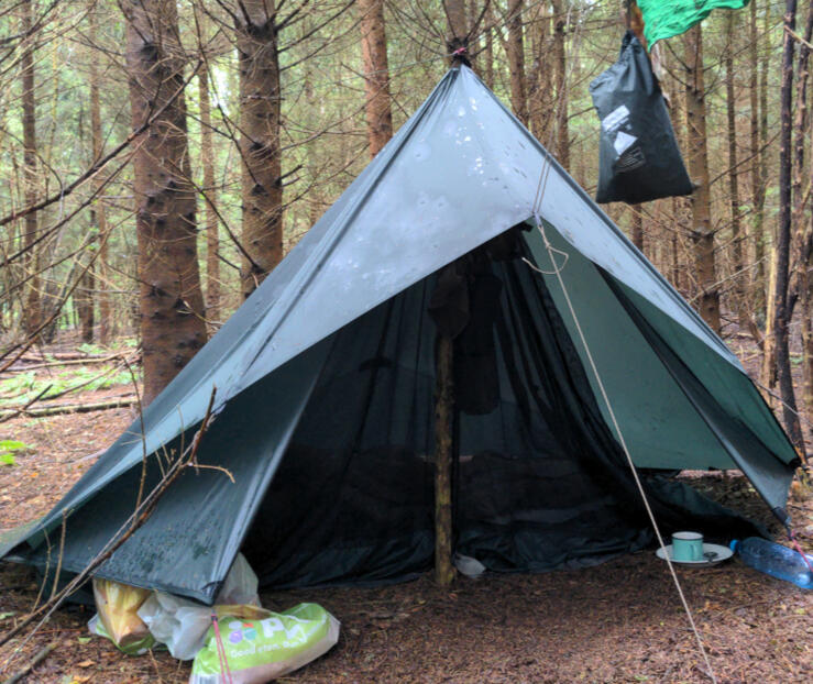 Tarp Tent with a 3x3. Tarp Tent with a 3x3.
